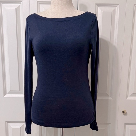 GAP Tops - GAP Navy Blue, Boat Neck, Long Sleeve Tee